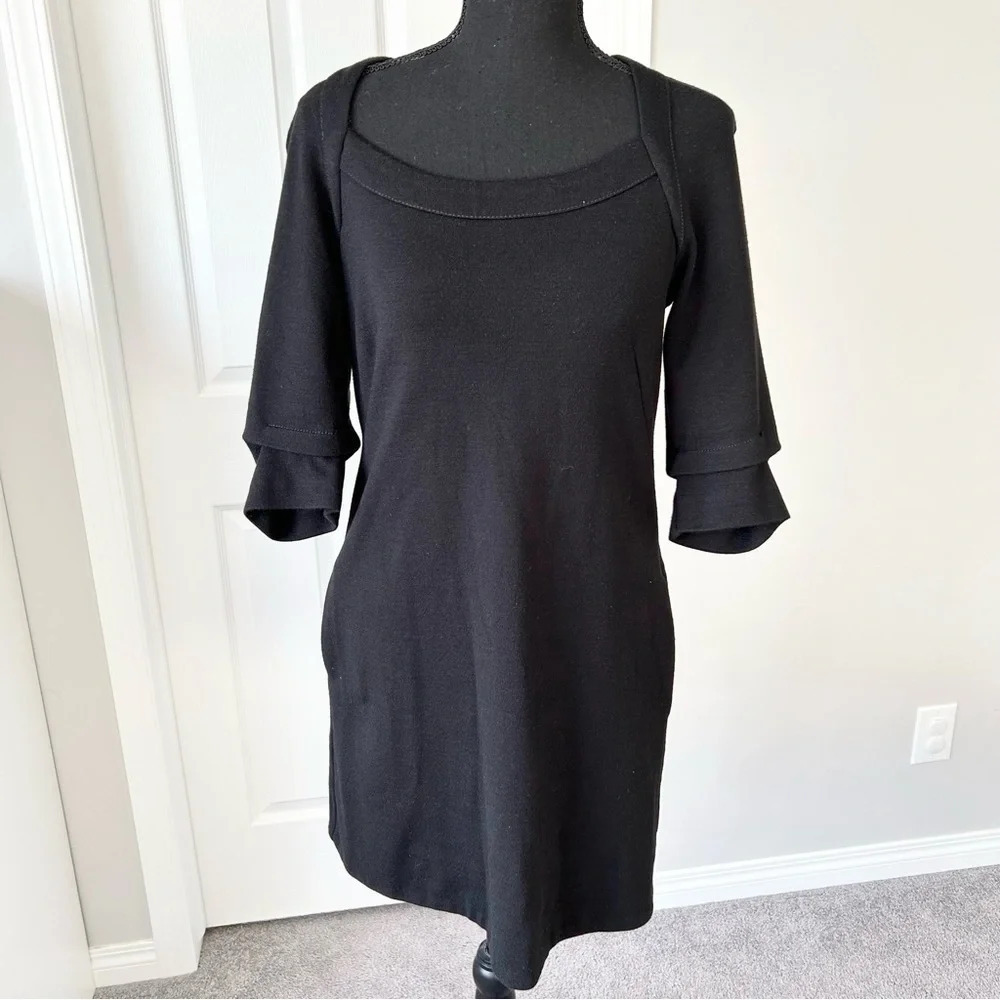 Bruuns Bazaar Black Wool Blend A Line Dress Made in Poland